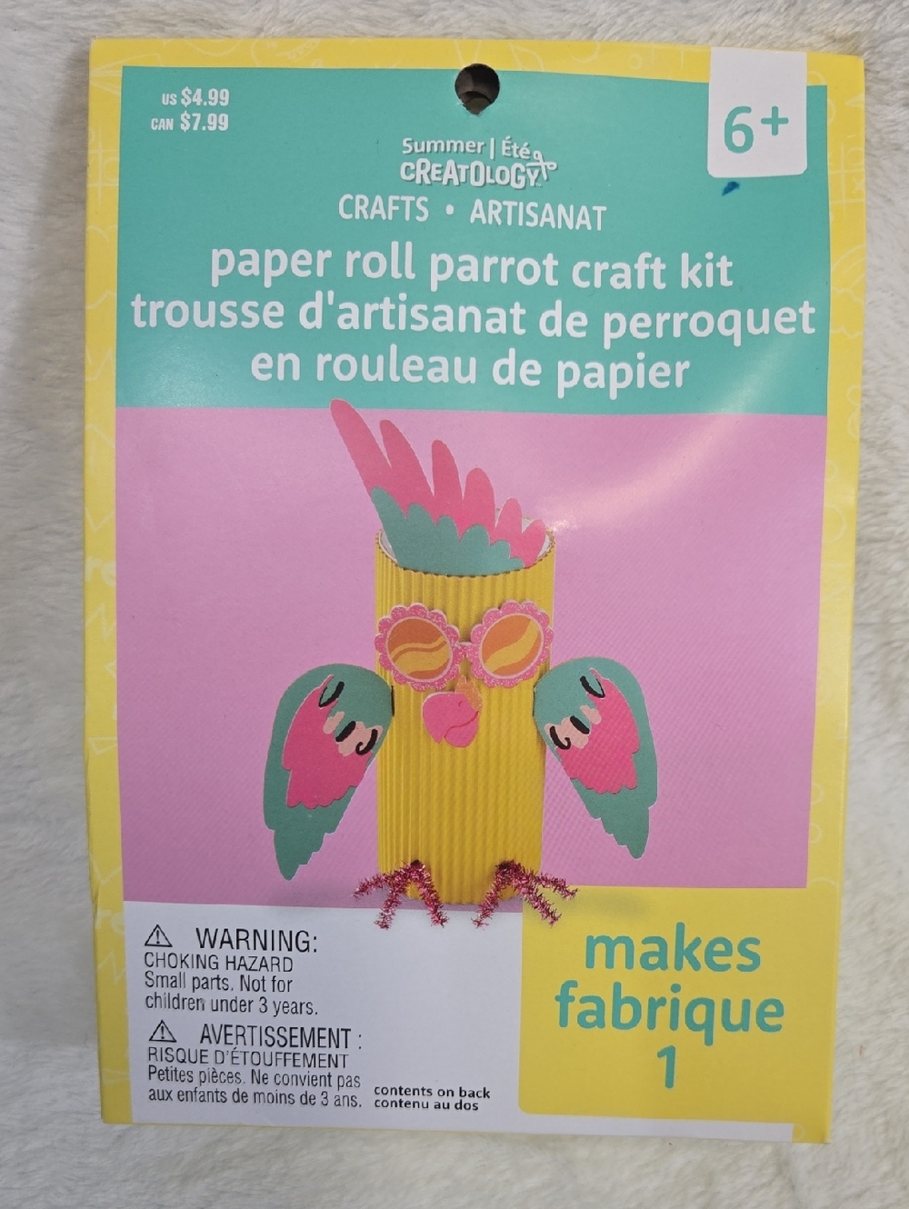NWT! Creatology Paper Roll Parrot Craft Kit - Pink & Teal